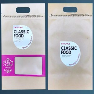 Impreso de alta calidad personalizar bolsa de cremallera de impresión para envasado de alimentos con asa