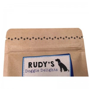 Bolsas de pie con cremallera laminada de papel kraft con ventana para golosinas para perros