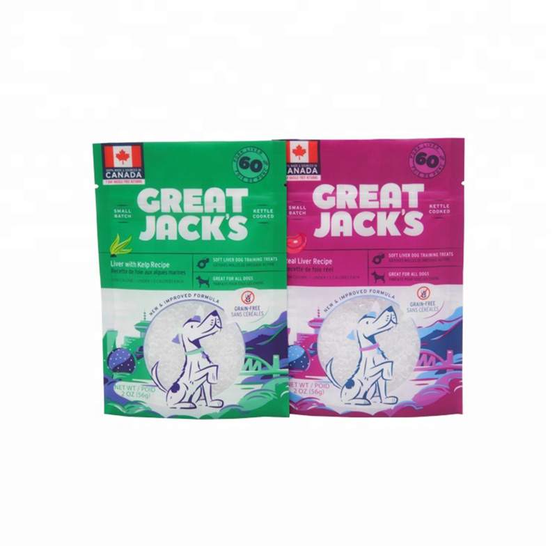 OEM Color Printing Box Pouch Plástico con cremallera Top Dog Snack Packaging