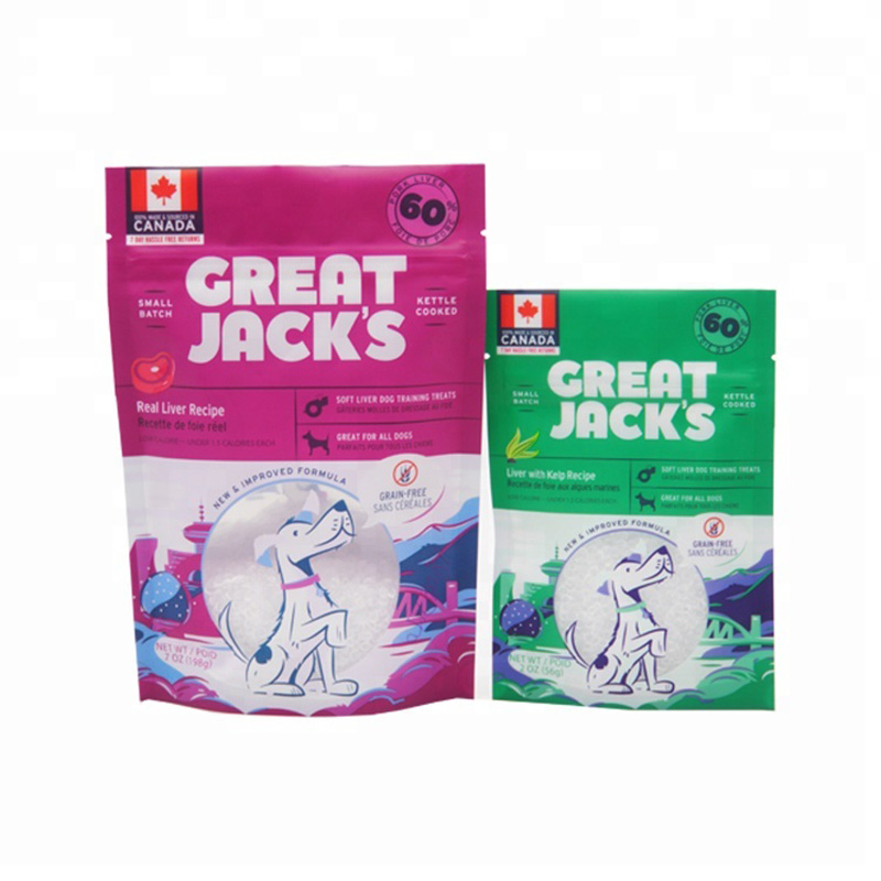 OEM Color Printing Box Pouch Plástico con cremallera Top Dog Snack Packaging