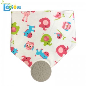 Baby Teething Bandana Bib Babero de silicona sin BPA Mordedor ajustable para niños y niñas