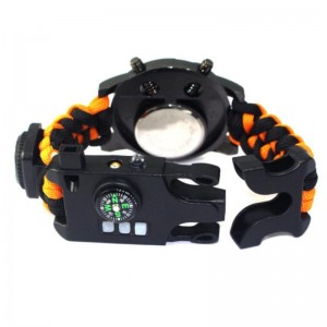 Al aire libre multifuncional creativo vender supervivencia emergencia reloj seguridad cuerda tejida termómetro reloj