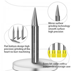 Brocas de grabado, 2 flautas CNC recto V-bit Marca de vástago de 1/4 pulgadas Herramienta de enrutador de grabado cónico para acero Aluminio Latón MDF Madera