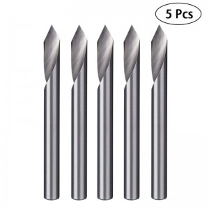 Herramienta de grabado en espiral de ranura en V de 60 grados Bits de enrutador CNC de fondo plano Vástago de 1/8 de pulgada para aluminio MDF Madera dura Cobre 5PCS