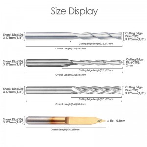 Kit de combinación de molino de extremo Juego de fresas de corte CNC Herramienta de fresado de corte con cortador (4 tipos, cada 10 piezas) incluyendo molino de punta de nariz plana / punta de bola, brocas de grabado en forma de V de 30...