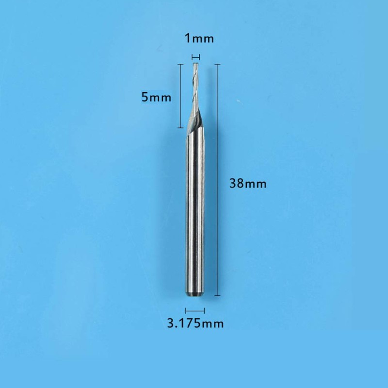 Brocas de fresado de carburo, flautas dobles Carburo en espiral Fresa de punta plana Fresa fresadora CNC Broca de 1 mm Diámetro de corte.