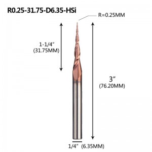 Fresa cónica de punta esférica 1/4 \