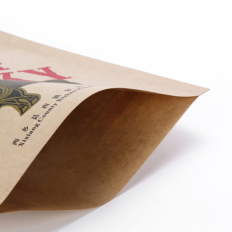 Personalizado impreso biodegradable laminado plástico sellado al calor 3 sello lateral marrón papel kraft bolsa de envasado de carne seca