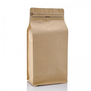 Bolsas de granos de café de papel kraft de papel plano marrón de fondo plano 100g 250g 500g 1kg de alta calidad con válvula y cierre zip