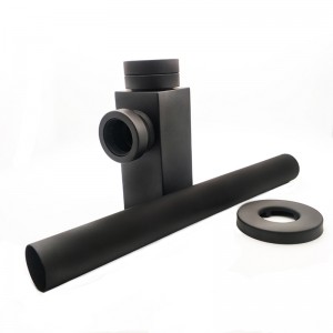 Sifón cuadrado de latón negro mate para fregadero