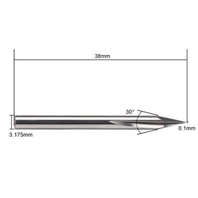 Punta de grabado de metal, punta EnPoint punta de carburo de 30 grados Punta de carburo Forma de cono Punta de grabado CNC con ranuras estriadas de 2 flautas 1/8 