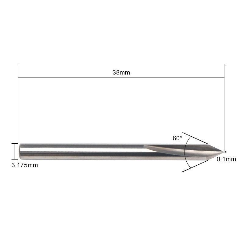 Punta de 60 grados V, punta de grabado de metal EnPoint Punta dura de carburo Forma de cono Punta de grabado CNC con 2 flautas 1/8 