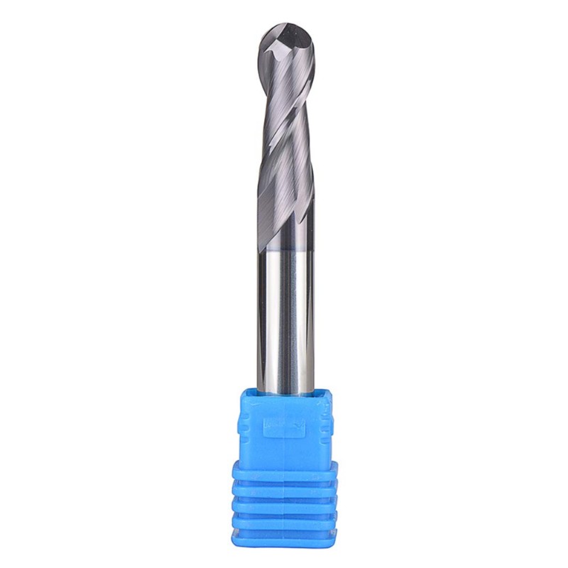 Fresa de punta de carburo de punta esférica Fresa de corte CNC Brocas de doble flauta Herramienta de fresado en espiral Vástago de 3/8 de pulgada con OVL de 3 pulgadas