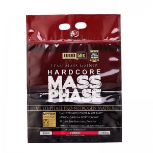 Fabricante 1 kg Suplementos de proteínas de fondo plano Bolsa de bolsa con ventana transparente Bolsa de caja de bolsa de fondo cuadrado con tapa de cremallera