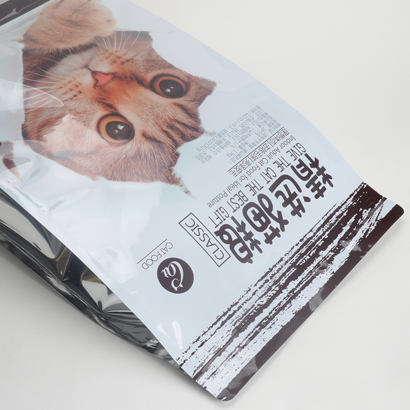OEM con cierre de plástico con cremallera impermeable bolsa de comida para gatos mascota tamaño personalizado