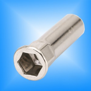 Cabeza plana, cuerpo semi hexagonal, extremo cerrado