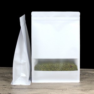 Libro blanco Bolsa de embalaje Ventana esmerilada de pie con refuerzo lateral Cremallera Bolsas de embalaje Paquete de minorista con cierre de cremallera