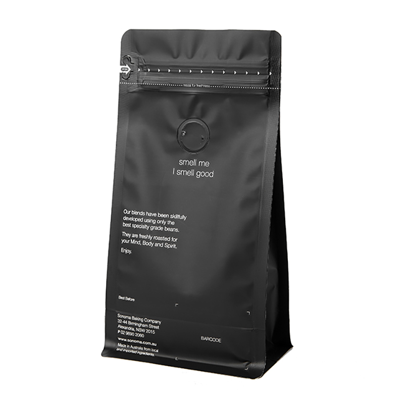 Zip Lock 100g bolsa de café bolsa de pie y bolsa de café 1 kg con válvula de desgasificación y bolsa de café impresa personalizada con válvula