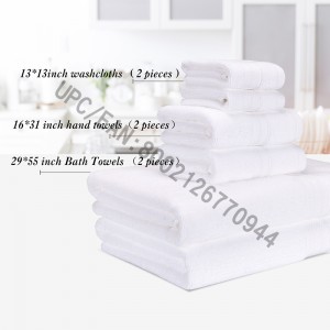 Juego de toallas de baño JMD TEXTILE, toallas de algodón peinado, juego de 6,2 toallitas, 2 toallas de mano, 2 toallas de baño, cocina, piscina, hogar, duradero, absorbente, cómodo, toalla extra grande (blanco, 6)