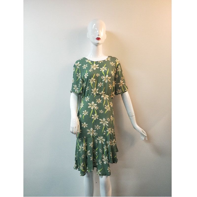 VESTIDO ESTAMPADO VERDE DE LAS SEÑORAS TBWD0010M