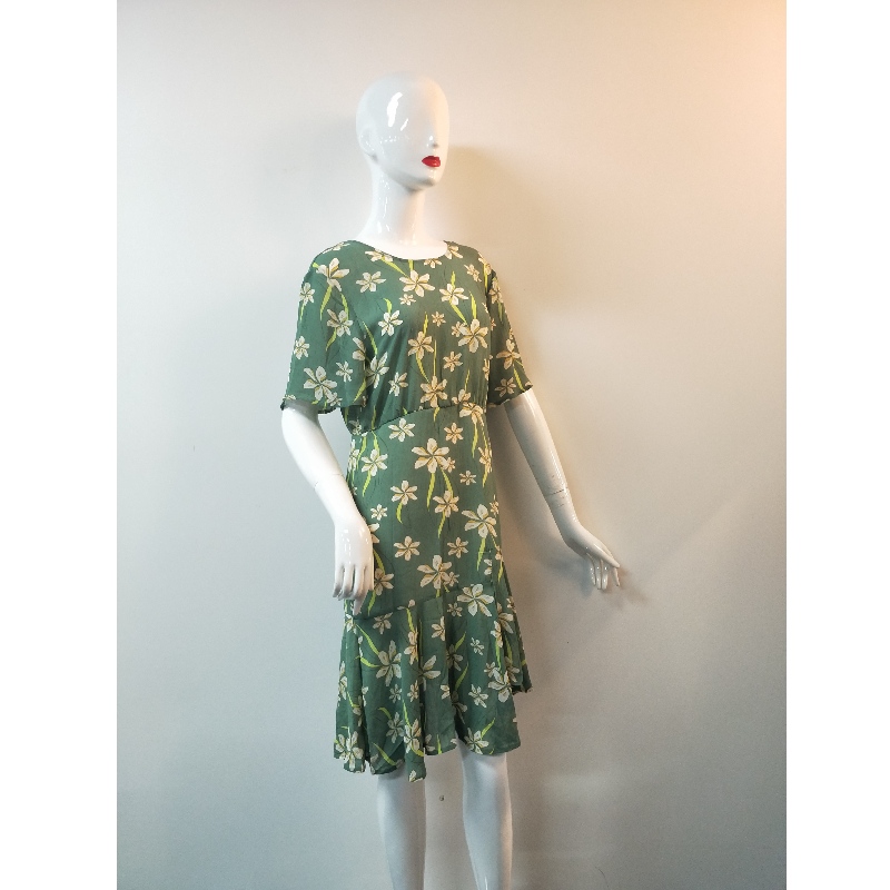 VESTIDO ESTAMPADO VERDE DE LAS SEÑORAS TBWD0010M