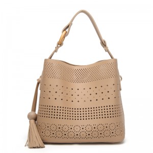 El bolso de compras al por mayor ahueca hacia fuera la sola capa del cuero de la PU con las borlas