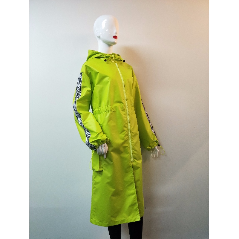 CHAQUETA DE VIENTO LONGLINE VERDE FLUORESCENTE DE SEÑORA RLWJ0009