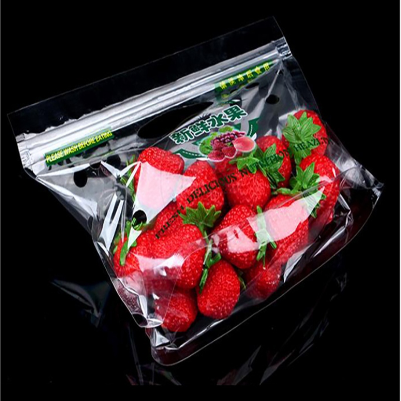 Eco-friend bolsa de embalaje ziplock de plástico vegetal y tomate dulce con agujeros de ventilación