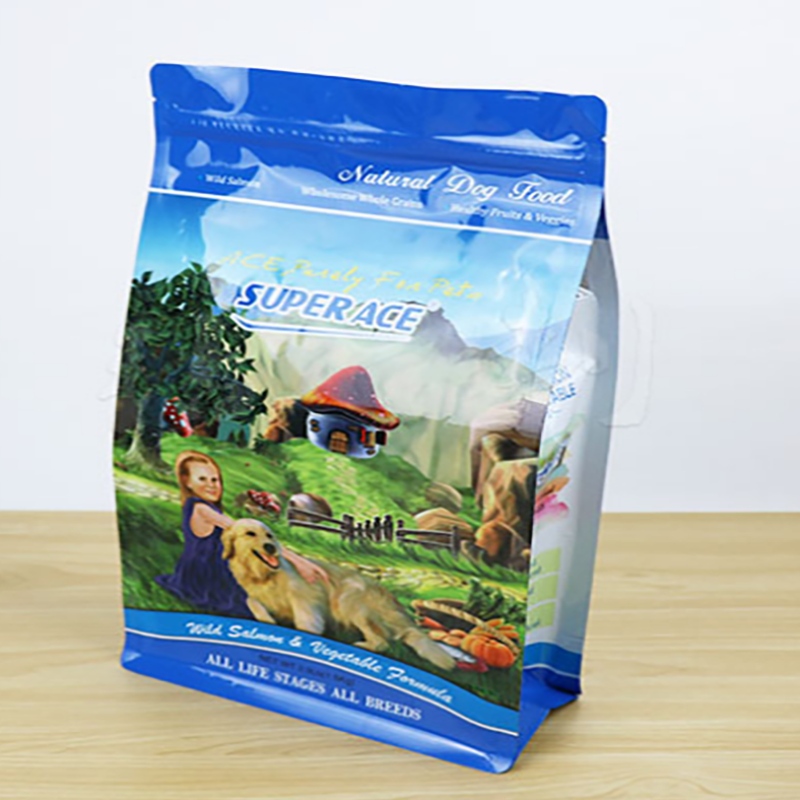 Bolsa de comida para mascotas de fondo plano de 10 kg 25 kg / bolsa de embalaje de comida para perros de plástico