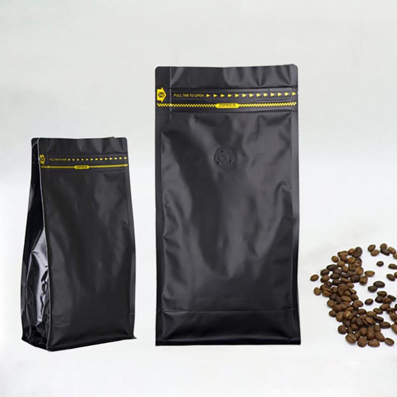 Bolsa de embalaje con cremallera de válvula de reciclaje al por mayor OEM Escudete lateral de fondo plano Levántese la bolsa de café de impresión personalizada
