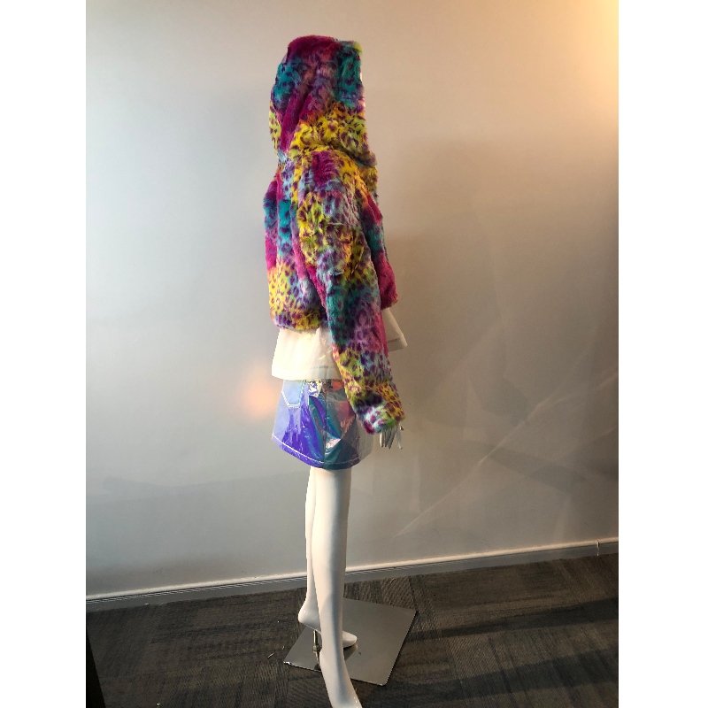 ABRIGO DE PIEL CORTA COLOREADO PARA MUJER RLWF0006