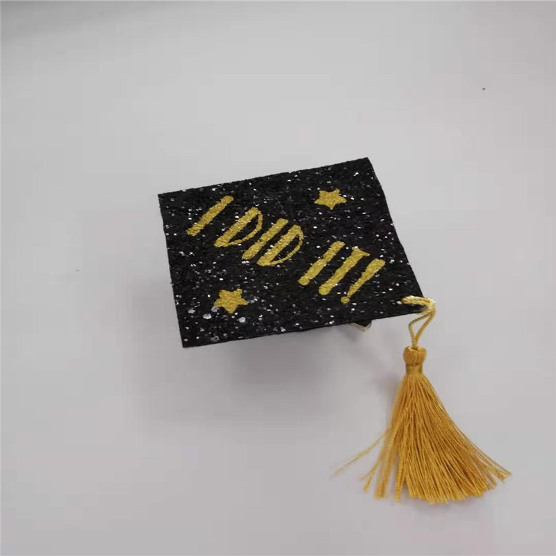 Sombrero de graduación en blanco y negro con borla Glitter para fiesta