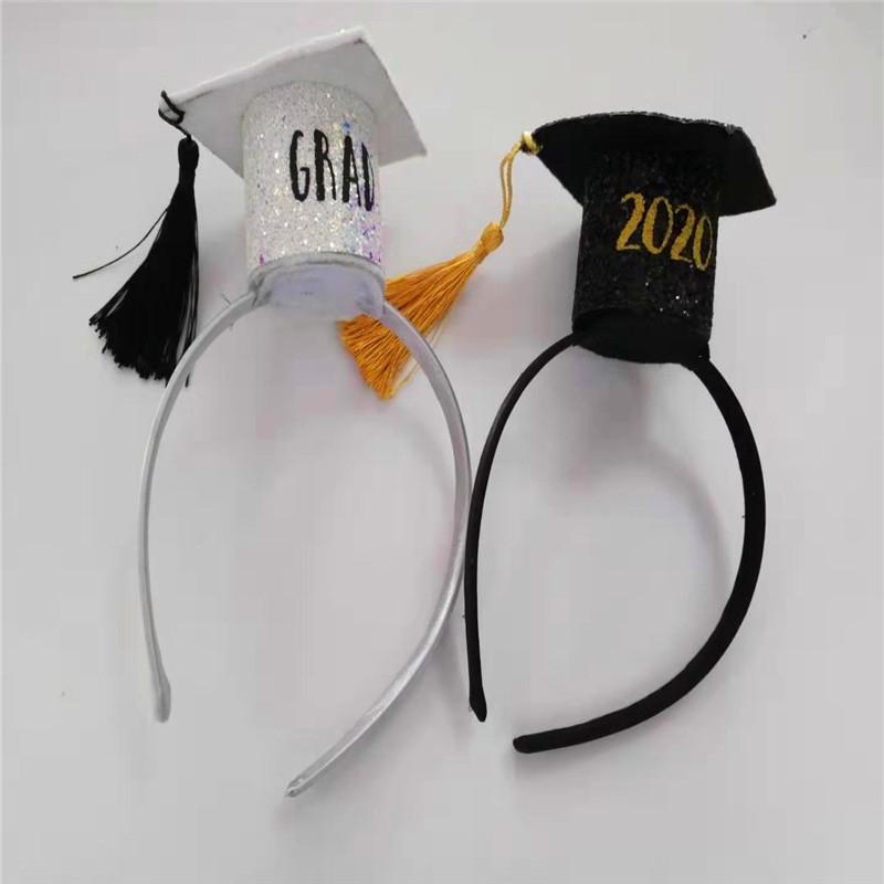 Gorra de graduación blanca con sombrero de fiesta de graduación de brillo de color diferente