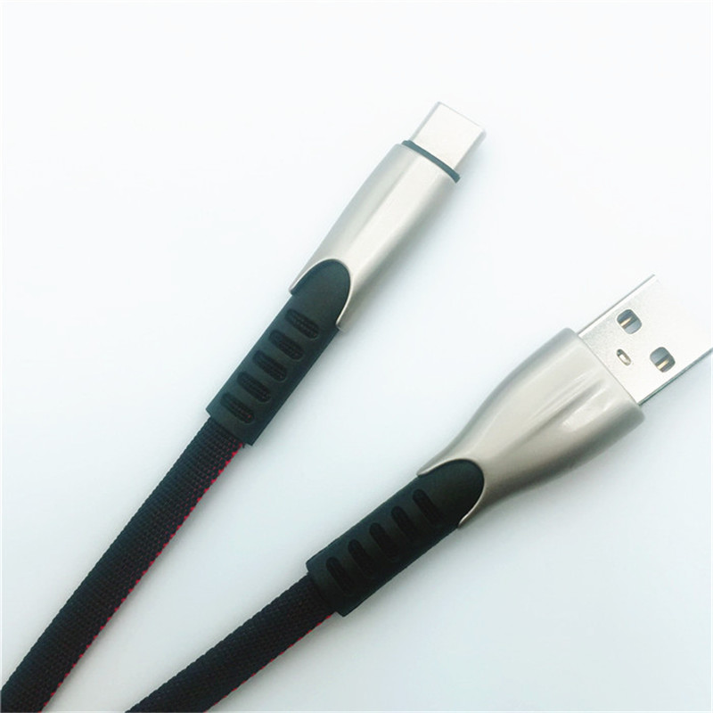 KPS-1001CB Micro Custom portátil 1m 2A aleación de zinc Tejido de tela micro cable USB