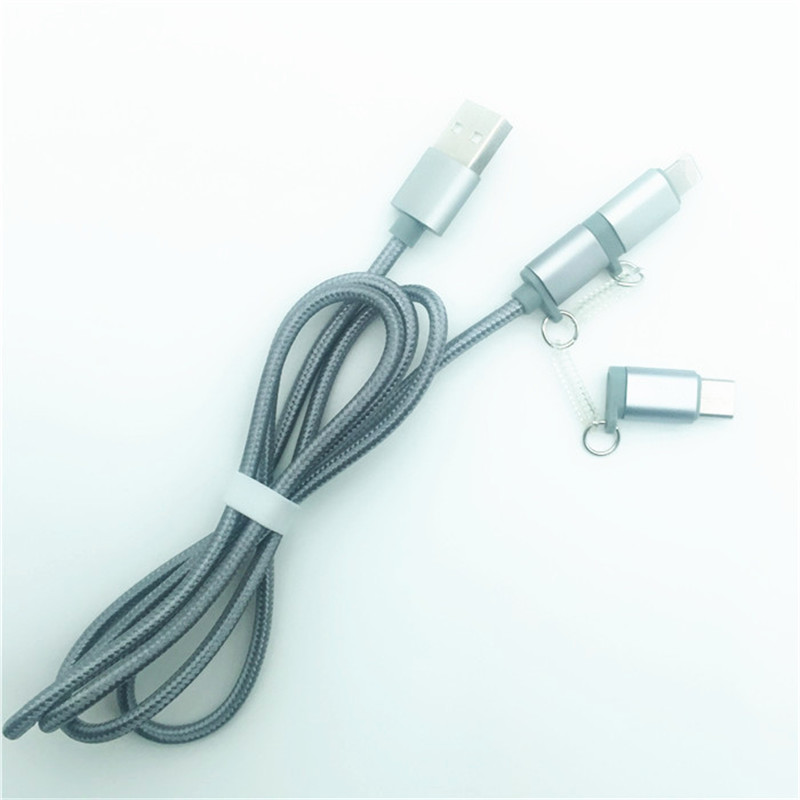 KPS-1002CB 3in1 Cable USB de carga trenzada de nylon 1M 2a OD3.5MM de alta calidad