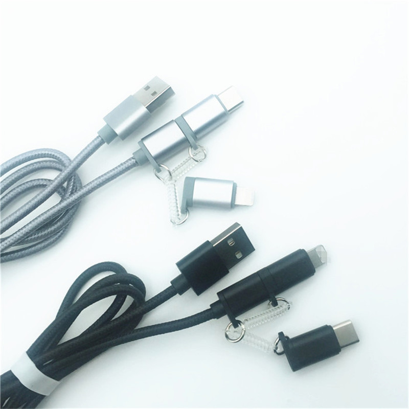 KPS-1002CB 3in1 Cable USB de carga trenzada de nylon 1M 2a OD3.5MM de alta calidad