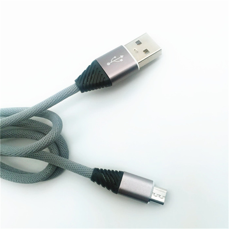 KPS-1004CB Micro Custom tejido de algodón 1m 2.2a cable micro usb de carga rápida para android
