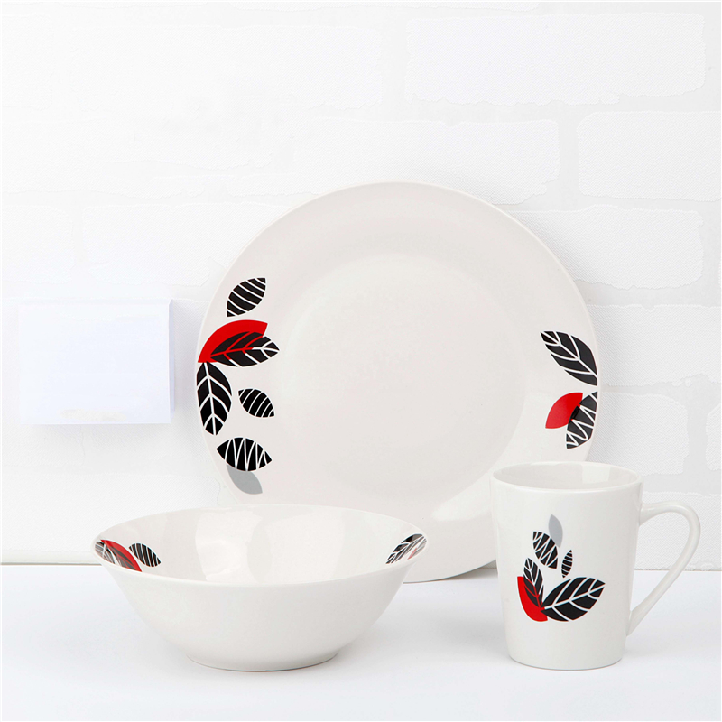 vajilla de cerámica-vajilla de porcelana de 12 piezas con calcomanía cortada