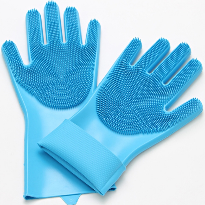 Guantes de silicona para lavar platos Aislamiento térmico, antideslizante y resistente al desgaste de limpieza de cocina cepillo de silicona