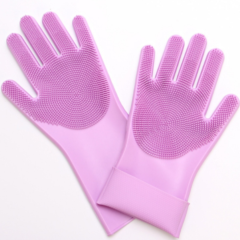 Guantes de silicona para lavar platos Aislamiento térmico, antideslizante y resistente al desgaste de limpieza de cocina cepillo de silicona