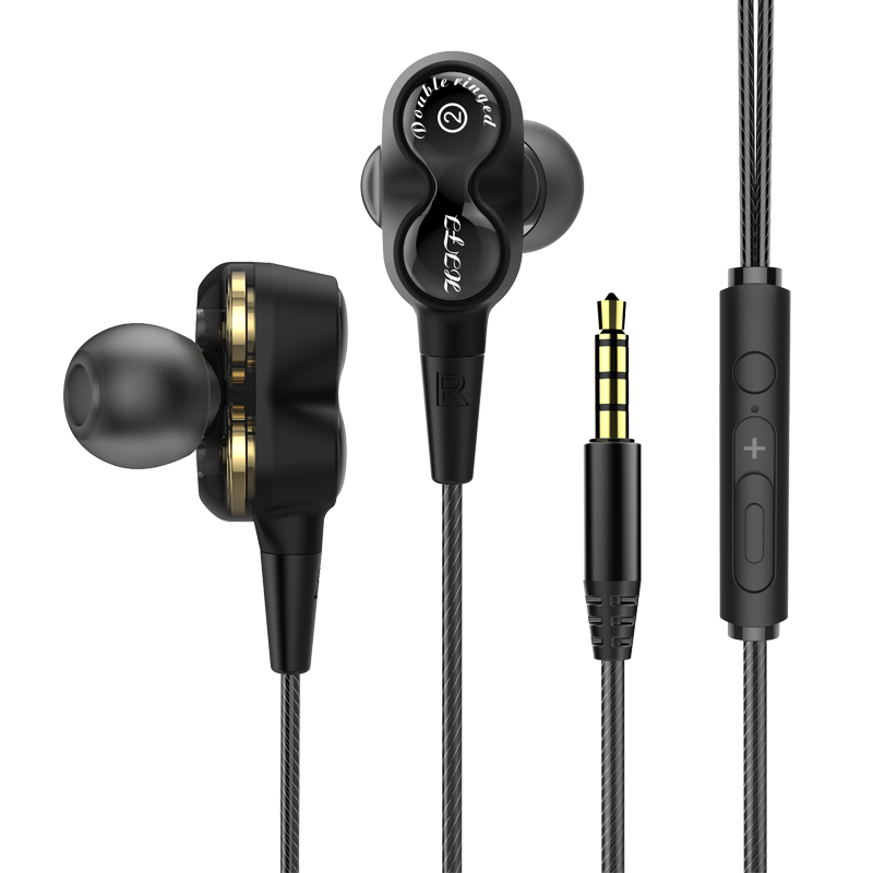 2019 Nuevo controlador dual Buena Deep Bass Stereo Hi-Fi Auriculares con cable en la oreja OE18