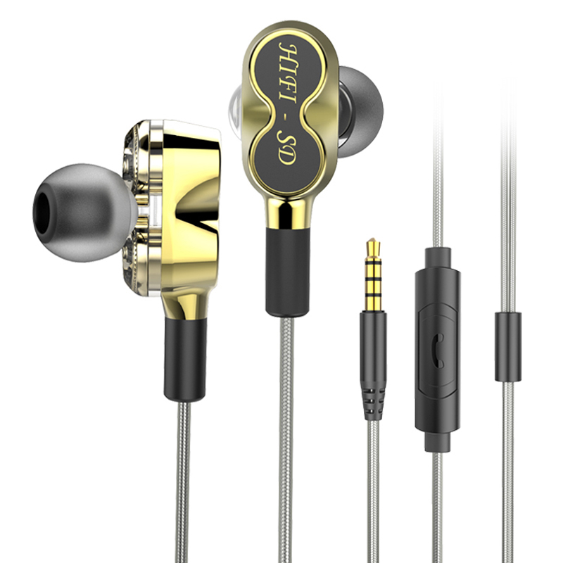 Alta calidad Dual Driver Deep Bass Stereo In Ear Auricular con cable de alta fidelidad