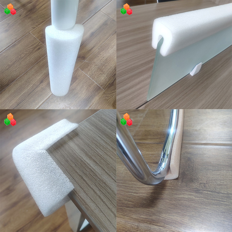 Material de protector de esquina de borde de espuma epe de alta densidad a prueba de golpes personalizado al por mayor para embalaje de envío de muebles / máquina