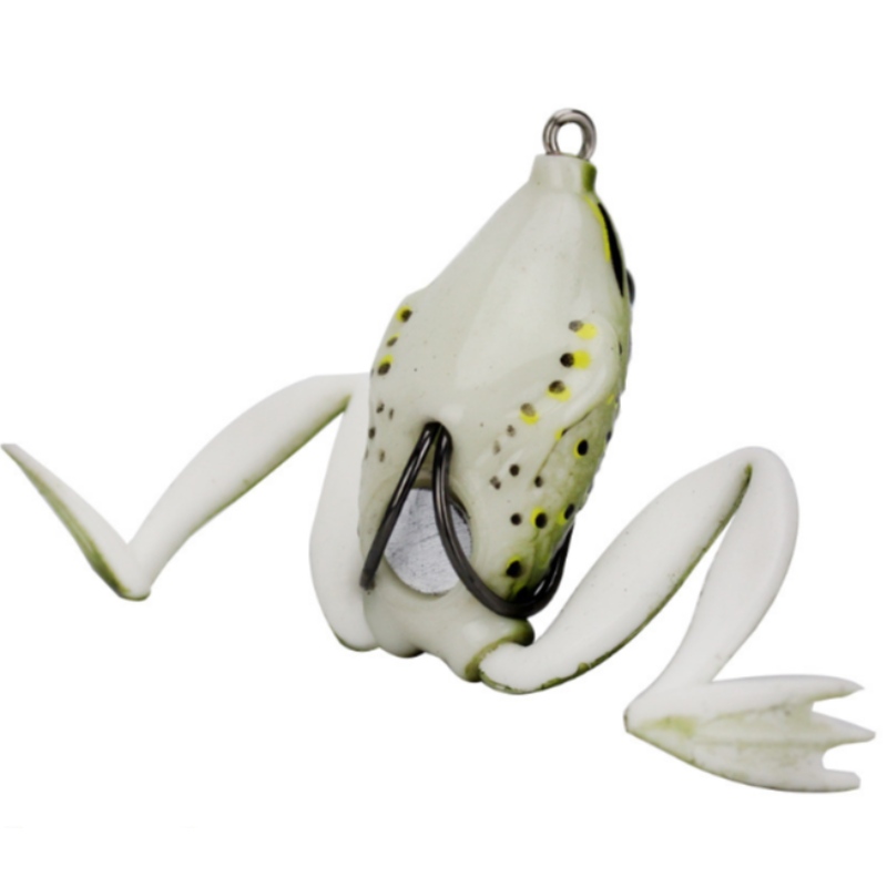 Rana de silicona simulada Lei frog bait de carretera cebo falso doble anzuelo cebo negro pez negro se especializan en matar artes de pesca