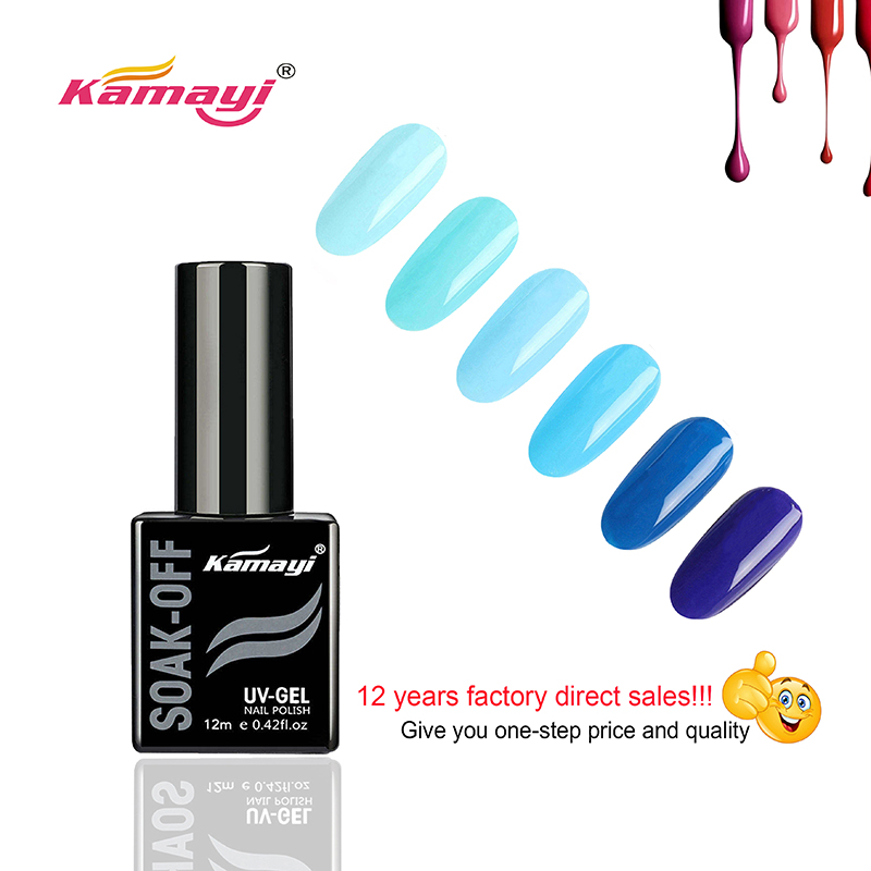 Kamayi Nail Products Muestra gratis Uv Gel Esmalte de uñas Botella negra 12ml Esmalte de gel