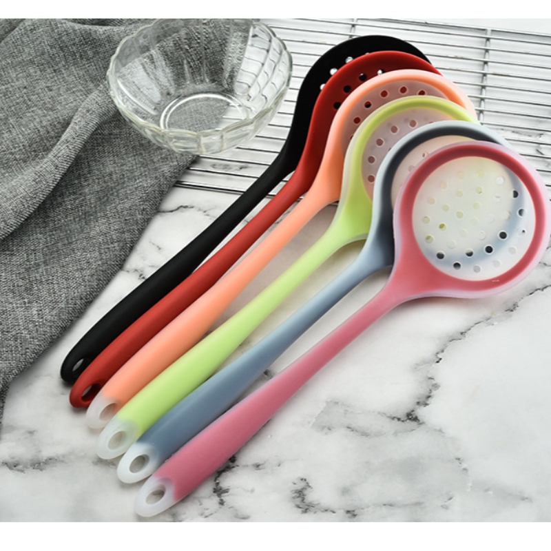 Cuchara con fugas de silicona de alta temperatura filtro de drenaje sopa de setos cuchara de escoria suministros de cocina