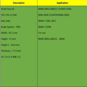 Pastillas de freno (OE: 3421 9808172)