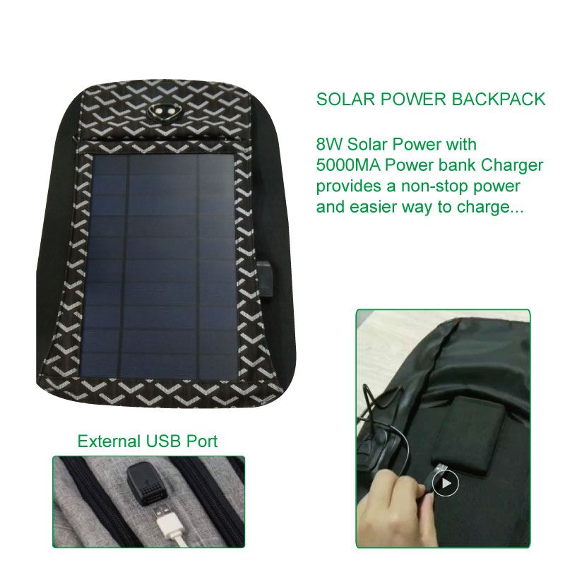 Mochila de energía solar para hombres