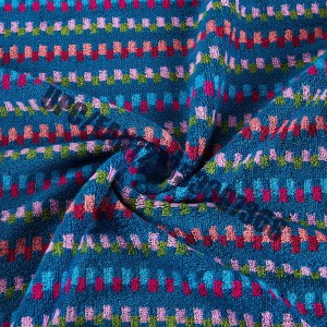 JMD TEXTIL 100% algodón de secado rápido, bordado de dibujos animados Little Bear, juegos de toallas de baño Jacquard teñidas en varios colores, juego de 6 piezas (azul)