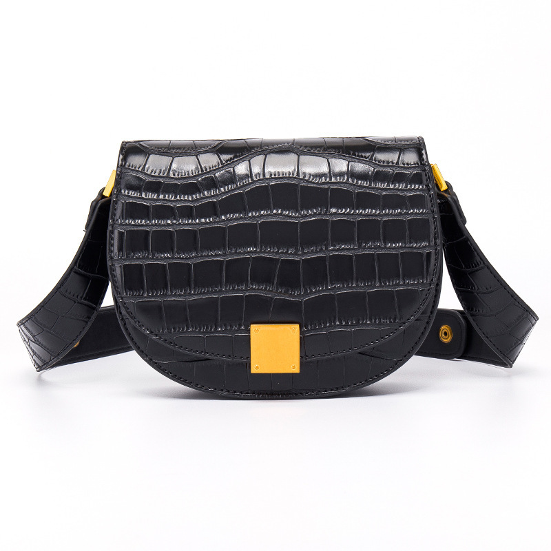 ["Mujeres 2019 Nuevos bolsos de un solo hombro para mujeres Cross-border Special for Semi-circular Oblique Crossing Bag Trend Retro Saddle Bag Women Wholesale"]